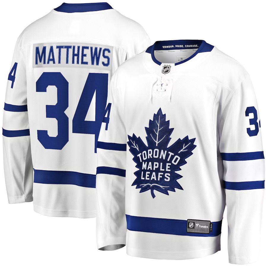 Men Toronto Maple Leafs 34 Auston Matthews Fanatics Branded White Away Premier Breakaway Player NHL Jersey